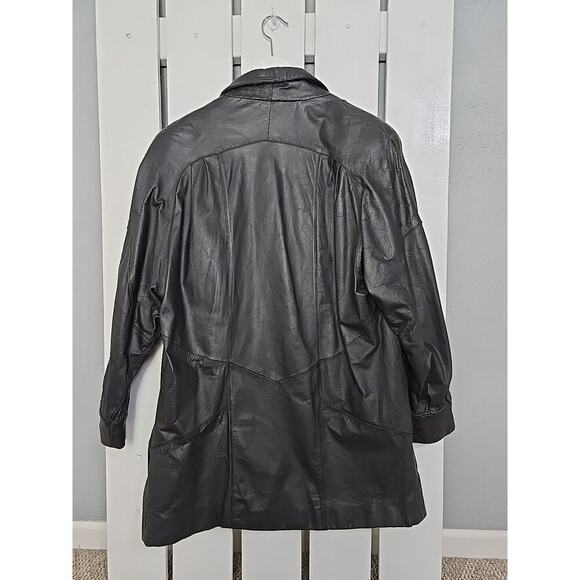 Wilson's‎ Leather Experts Black Leather Shawl Collar Retro Jacket Men's XL 90s - Picture 5 of 9